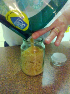 Pour your crumbs straight from your ziplock bag into your jar